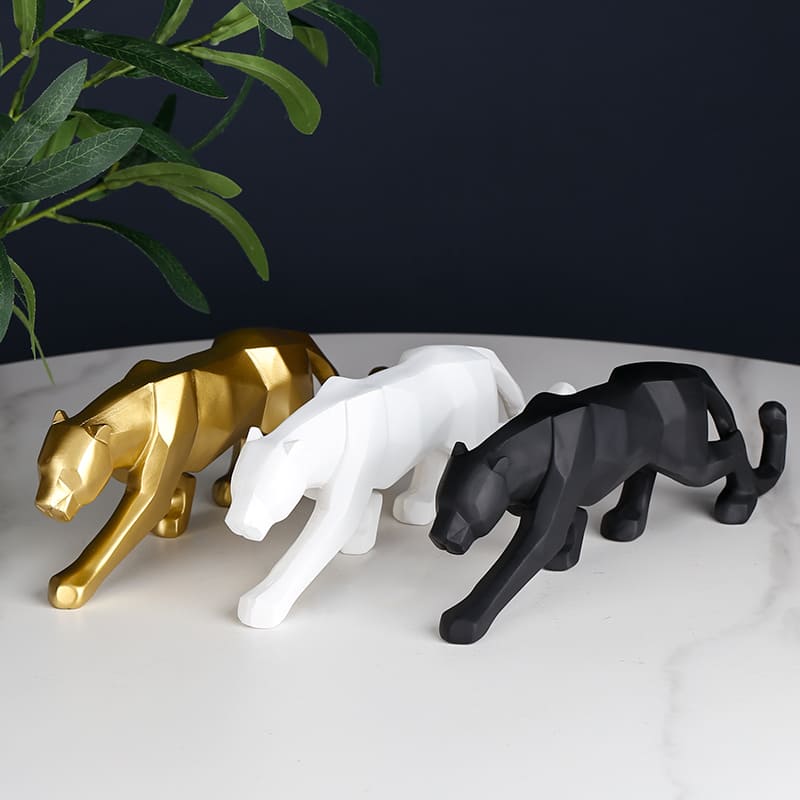 Estátua de Leopardo em Resina para Decoração de Mesa