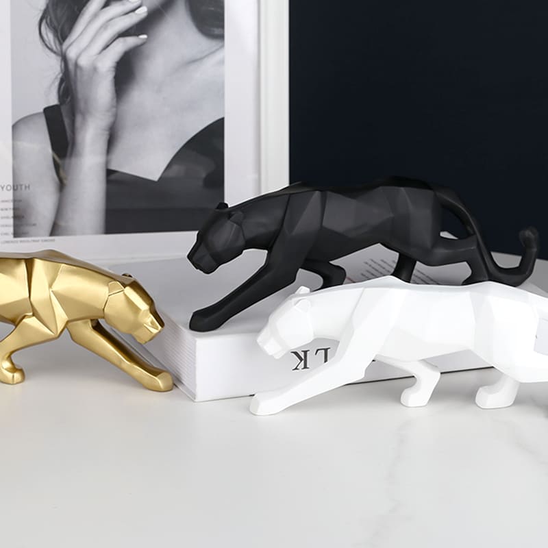 Estátua de Leopardo em Resina para Decoração de Mesa