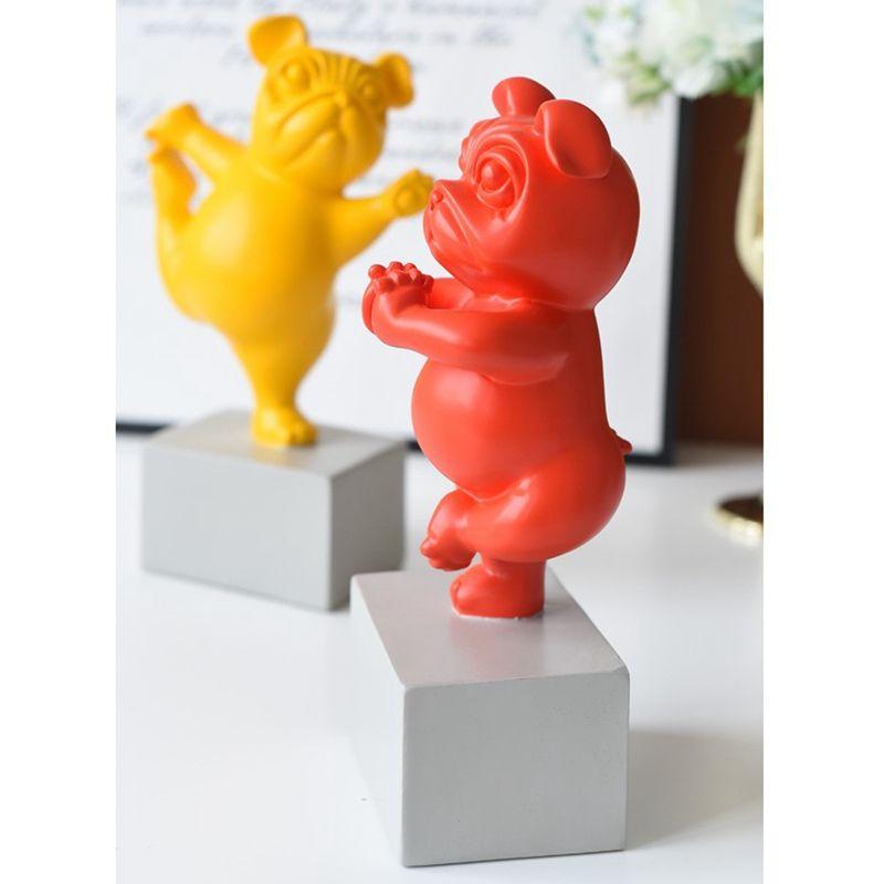 Estatueta Bulldog Zen Decorativa para Casa - Adorno de Cerámica de Bulldog