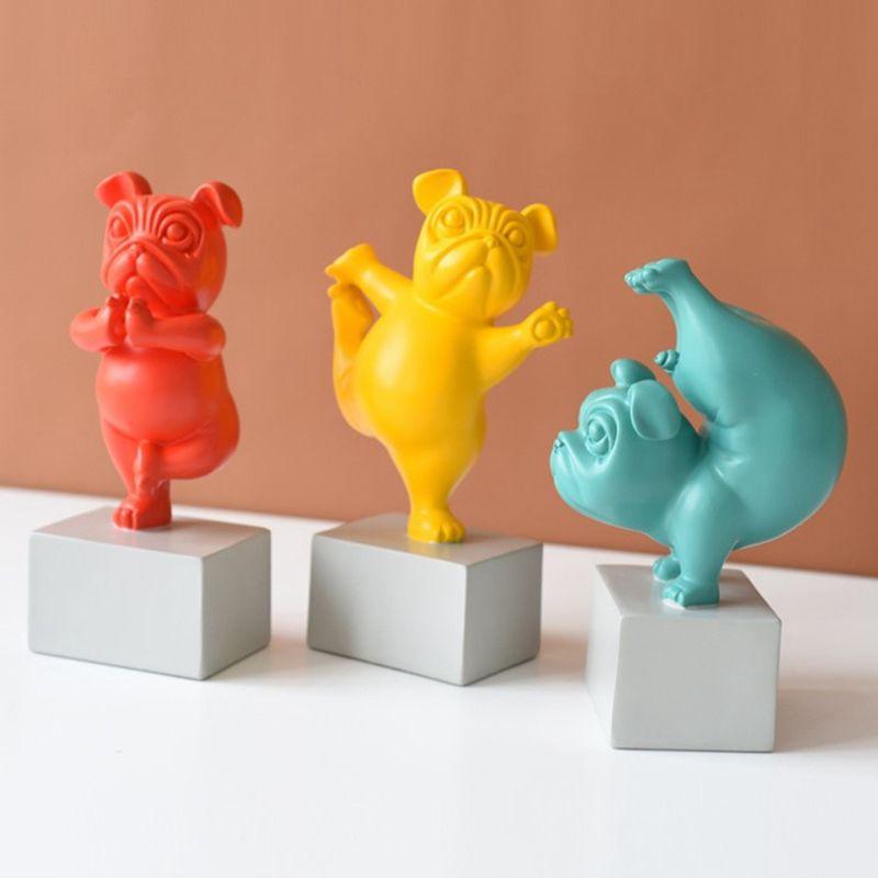 Estatueta Bulldog Zen Decorativa para Casa - Adorno de Cerámica de Bulldog