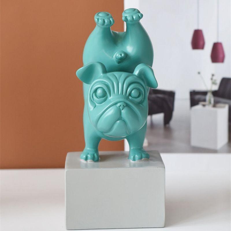 Estatueta Bulldog Zen Decorativa para Casa - Adorno de Cerámica de Bulldog