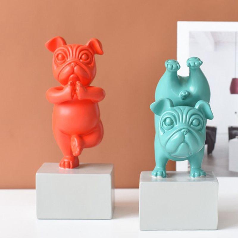 Estatueta Bulldog Zen Decorativa para Casa - Adorno de Cerámica de Bulldog