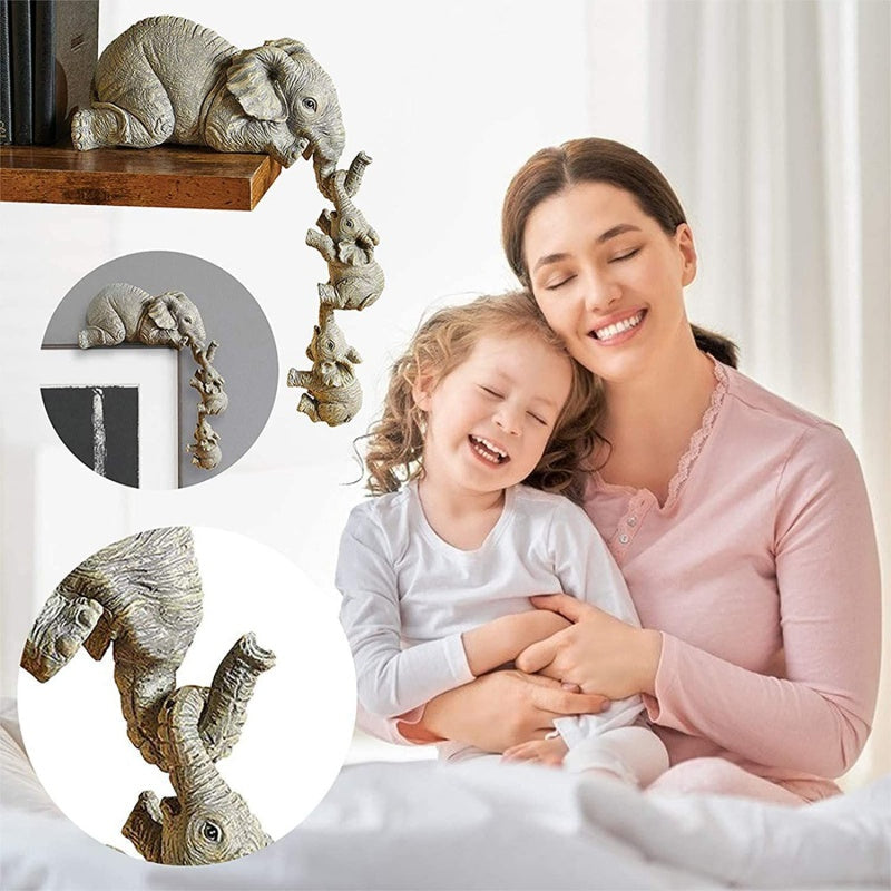 Estatueta Decorativa Elefante em Família - Conjunto com 3 Peças