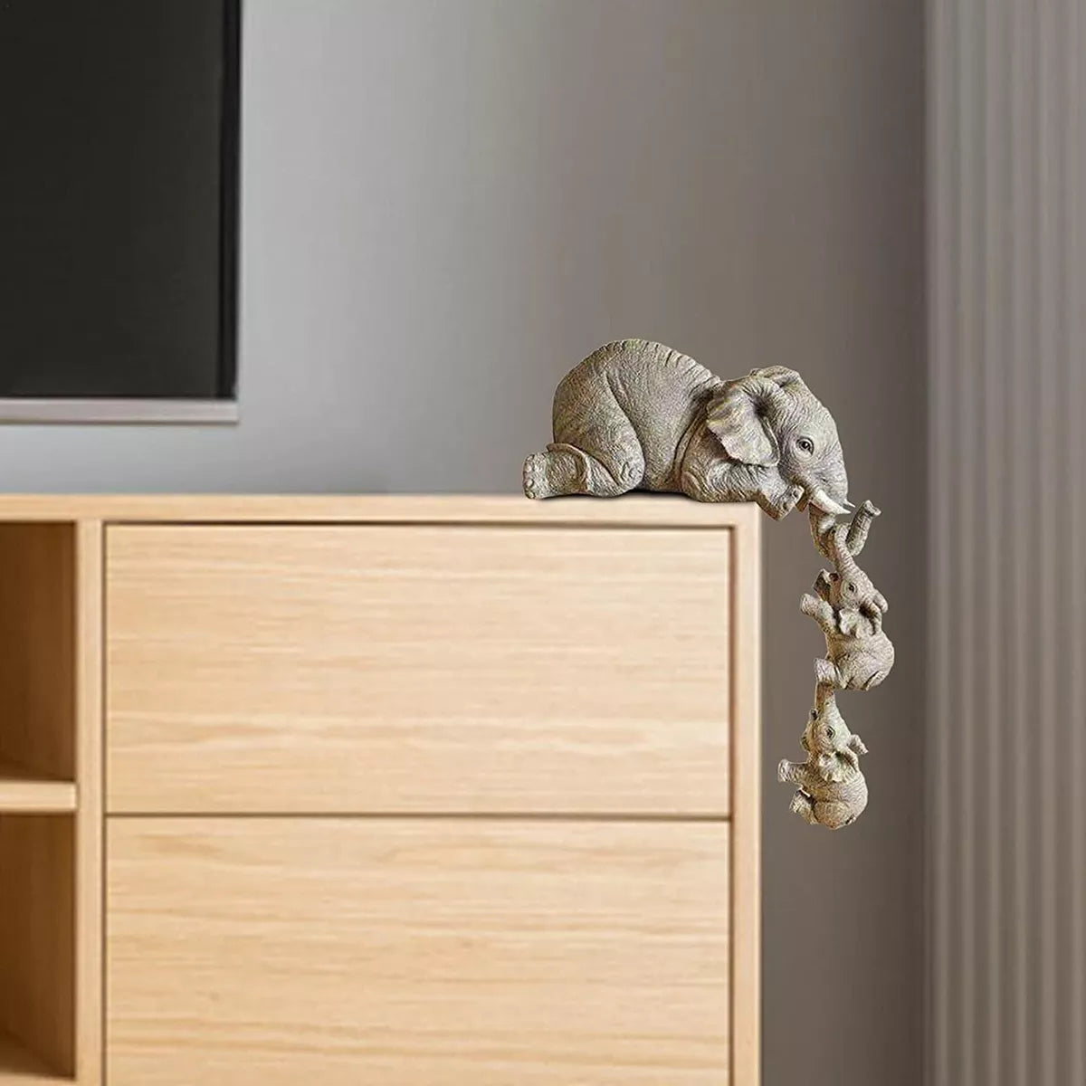 Estatueta Decorativa Elefante em Família - Conjunto com 3 Peças