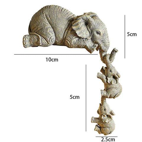 Estatueta Decorativa Elefante em Família - Conjunto com 3 Peças