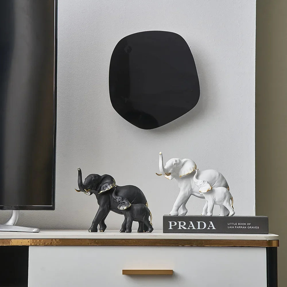 Estatueta Decorativa de Elefantes Amorosos - Conjunto com 2 Peças
