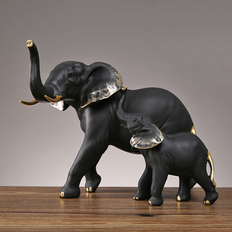 Estatueta Decorativa de Elefantes Amorosos - Conjunto com 2 Peças