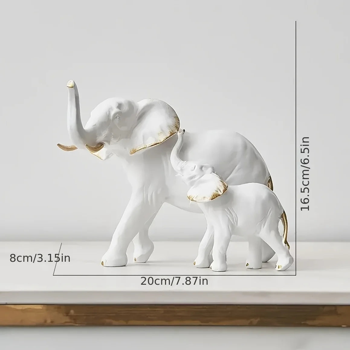 Estatueta Decorativa de Elefantes Amorosos - Conjunto com 2 Peças