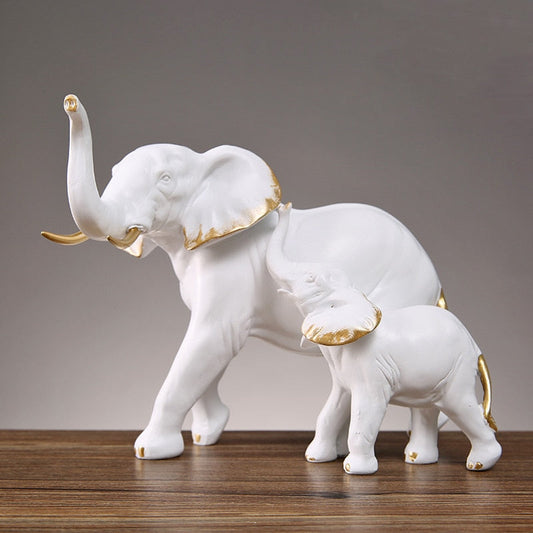 Estatueta Decorativa de Elefantes Amorosos - Conjunto com 2 Peças