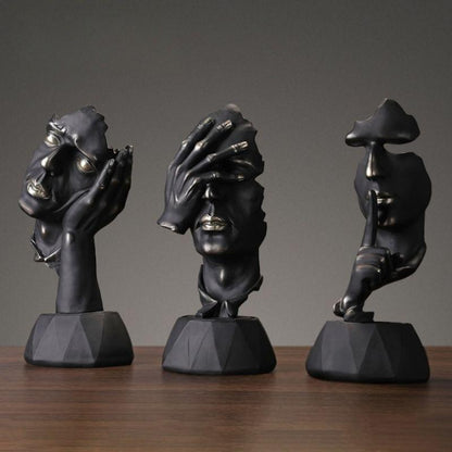 Estatueta Decorativa de Faces Urbanas - Arte Moderna para Interiores
