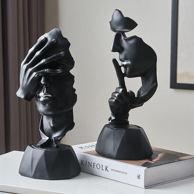 Estatueta Decorativa de Faces Urbanas - Arte Moderna para Interiores