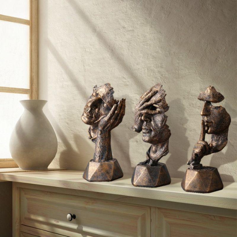 Estatueta Decorativa de Faces Urbanas - Arte Moderna para Interiores
