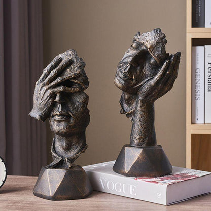 Estatueta Decorativa de Faces Urbanas - Arte Moderna para Interiores