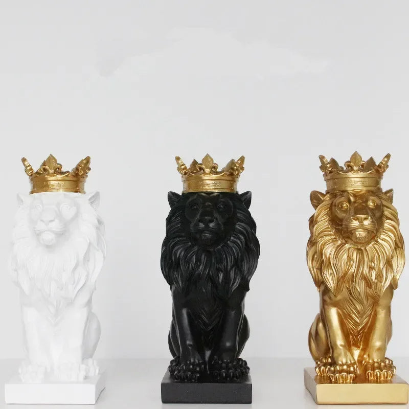 Estatueta Decorativa de Leão Imperador para Decoração de Ambientes