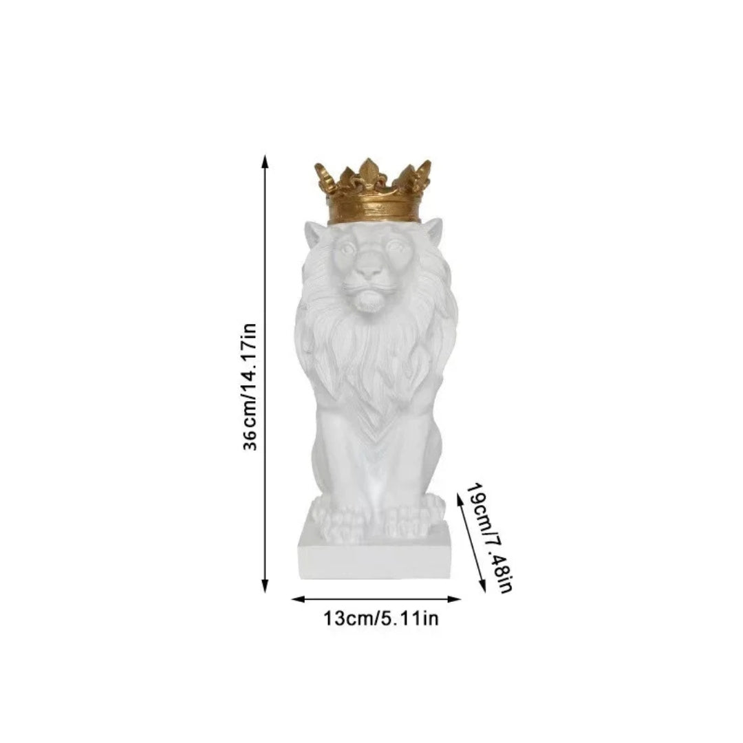 Estatueta Decorativa de Leão Imperador para Decoração de Ambientes