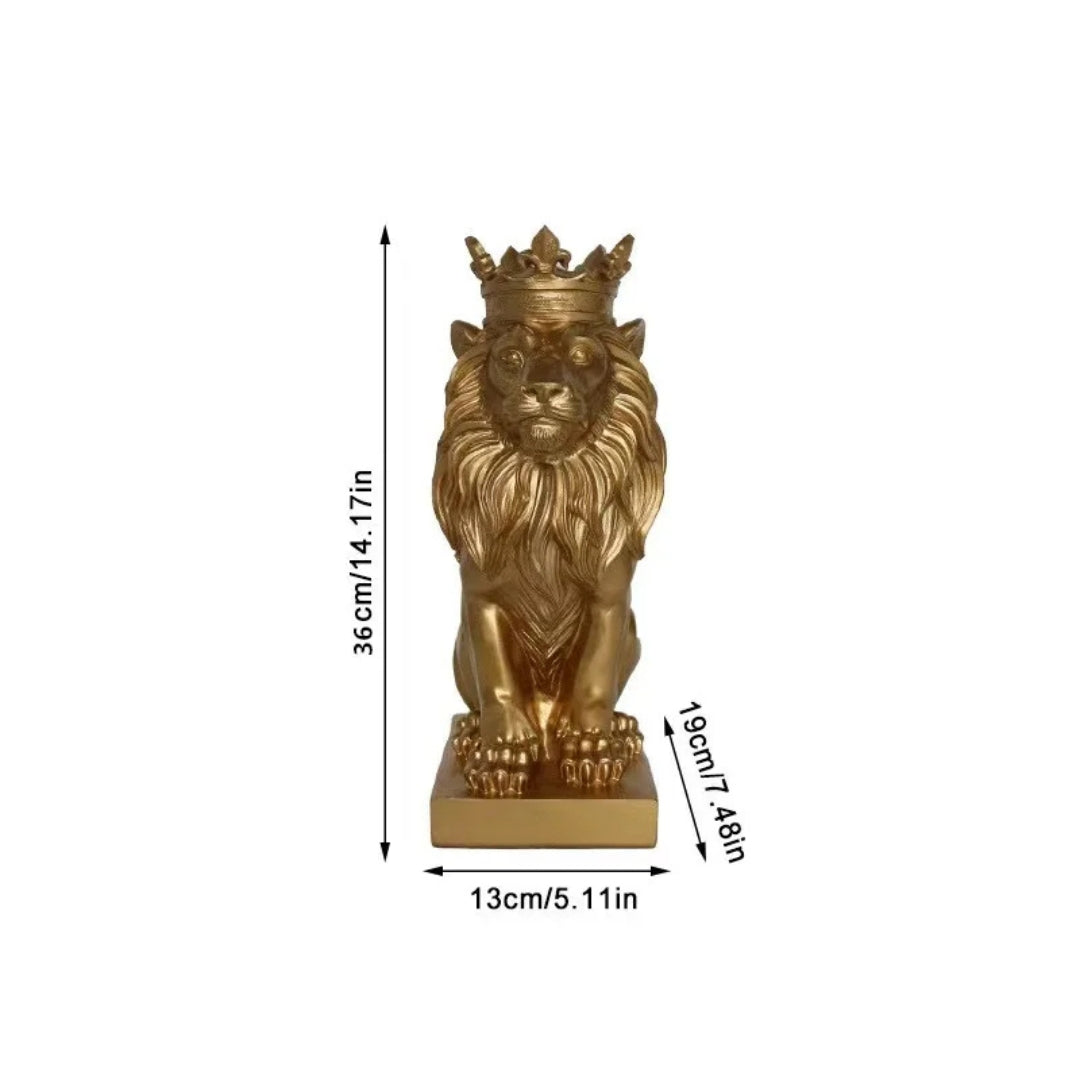 Estatueta Decorativa de Leão Imperador para Decoração de Ambientes