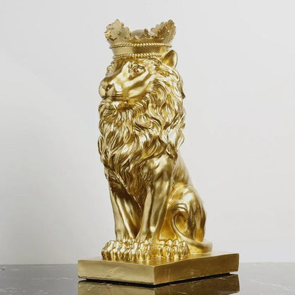 Estatueta Decorativa de Leão Imperador para Decoração de Ambientes