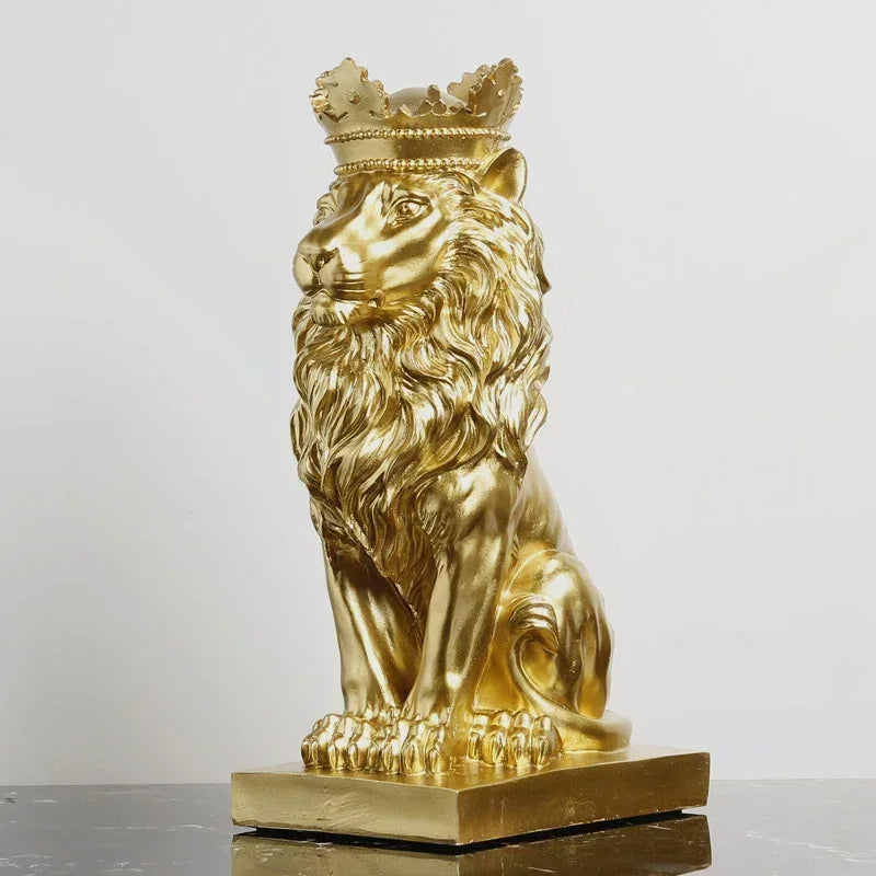 Estatueta Decorativa de Leão Imperador para Decoração de Ambientes