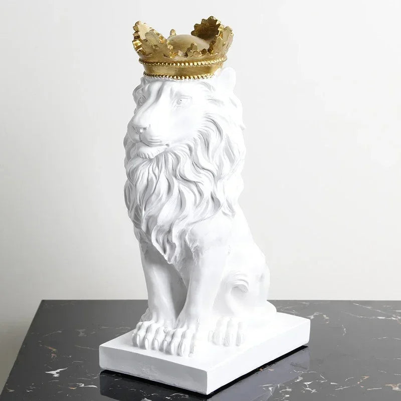 Estatueta Decorativa de Leão Imperador para Decoração de Ambientes