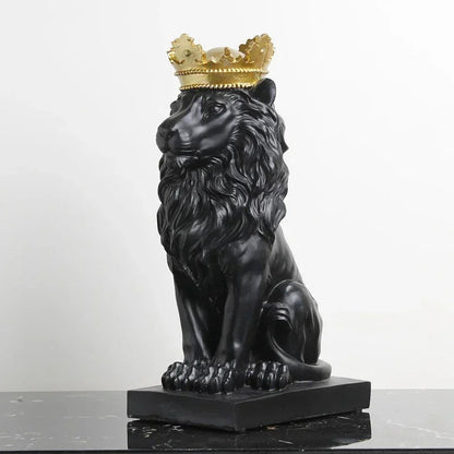 Estatueta Decorativa de Leão Imperador para Decoração de Ambientes