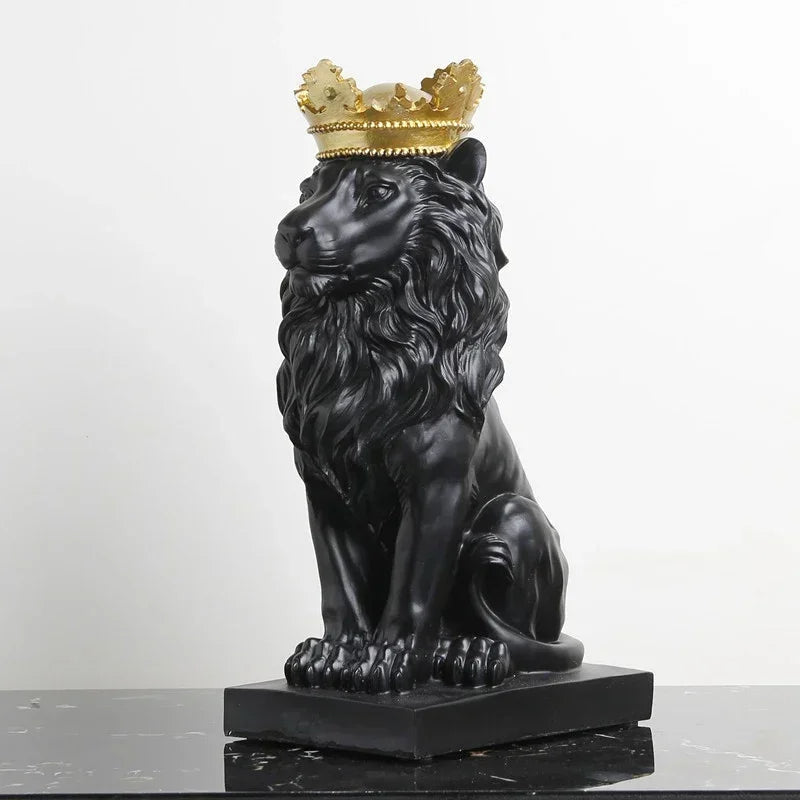 Estatueta Decorativa de Leão Imperador para Decoração de Ambientes