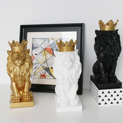 Estatueta Decorativa de Leão Imperador para Decoração de Ambientes