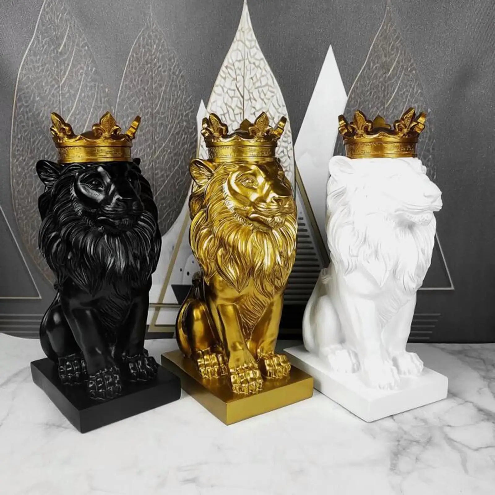 Estatueta Decorativa de Leão Imperador para Decoração de Ambientes