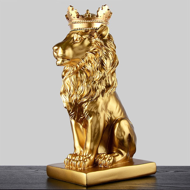 Estatueta Decorativa de Leão Imperador para Decoração de Ambientes