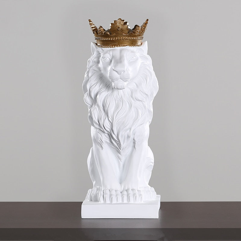 Estatueta Decorativa de Leão Imperador para Decoração de Ambientes