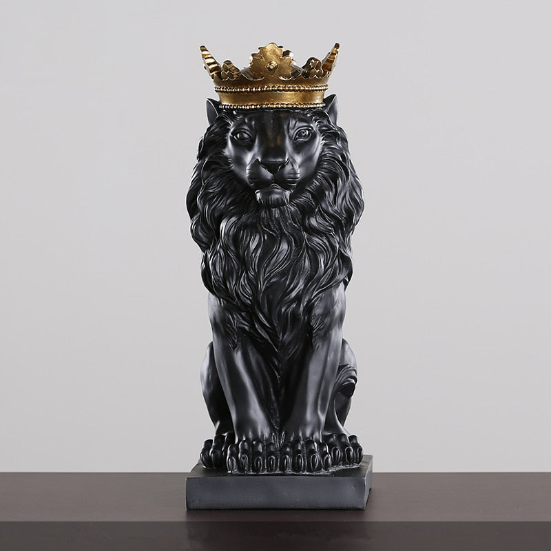 Estatueta Decorativa de Leão Imperador para Decoração de Ambientes