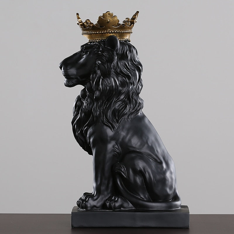Estatueta Decorativa de Leão Imperador para Decoração de Ambientes