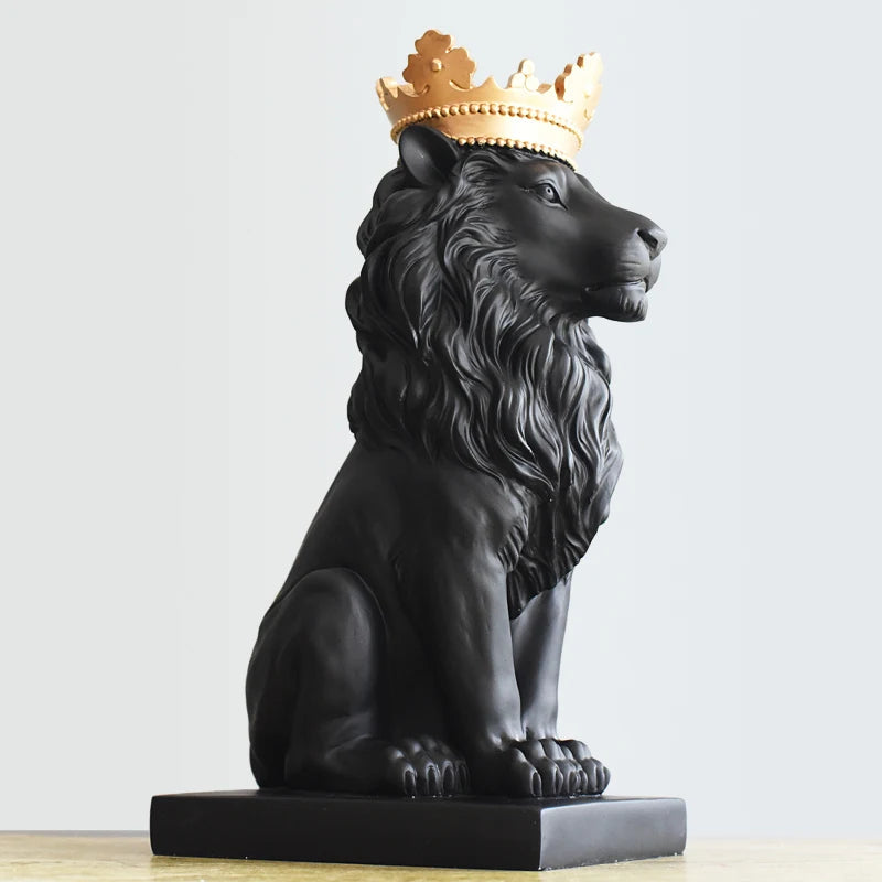 Estatueta Decorativa de Leão Imperador para Decoração de Ambientes