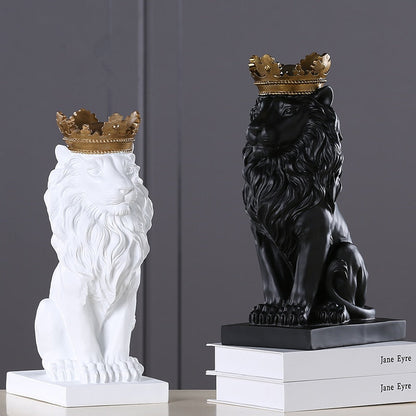 Estatueta Decorativa de Leão Imperador para Decoração de Ambientes