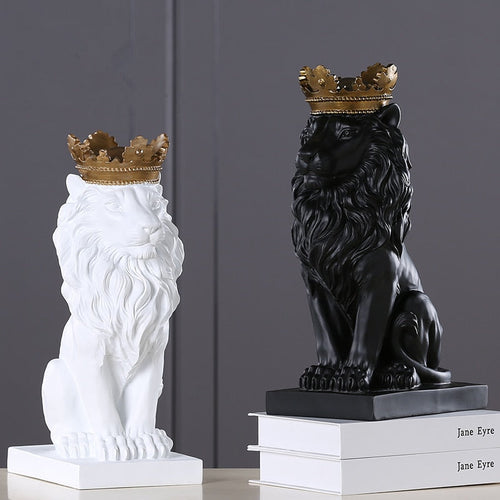 Estatueta Decorativa de Leão Imperador para Decoração de Ambientes