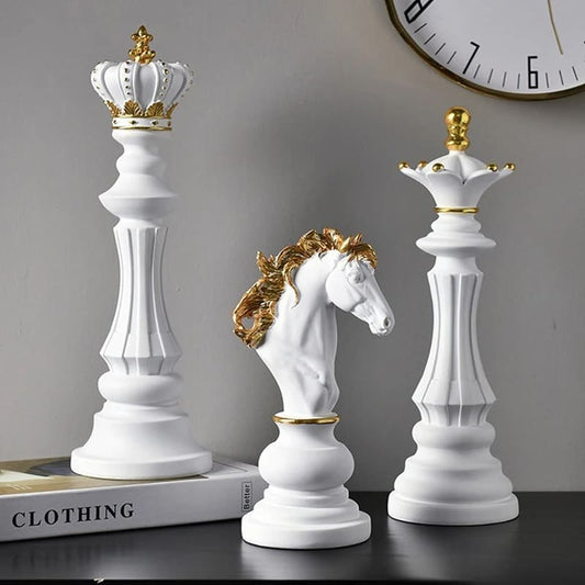 Estatueta Decorativa de Resina para Mesa - Peças de Xadrez