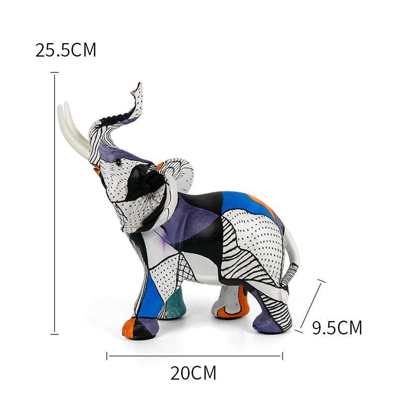 Estatueta de Elefante com Design Geométrico - Efeito de Ilusão de Óptica
