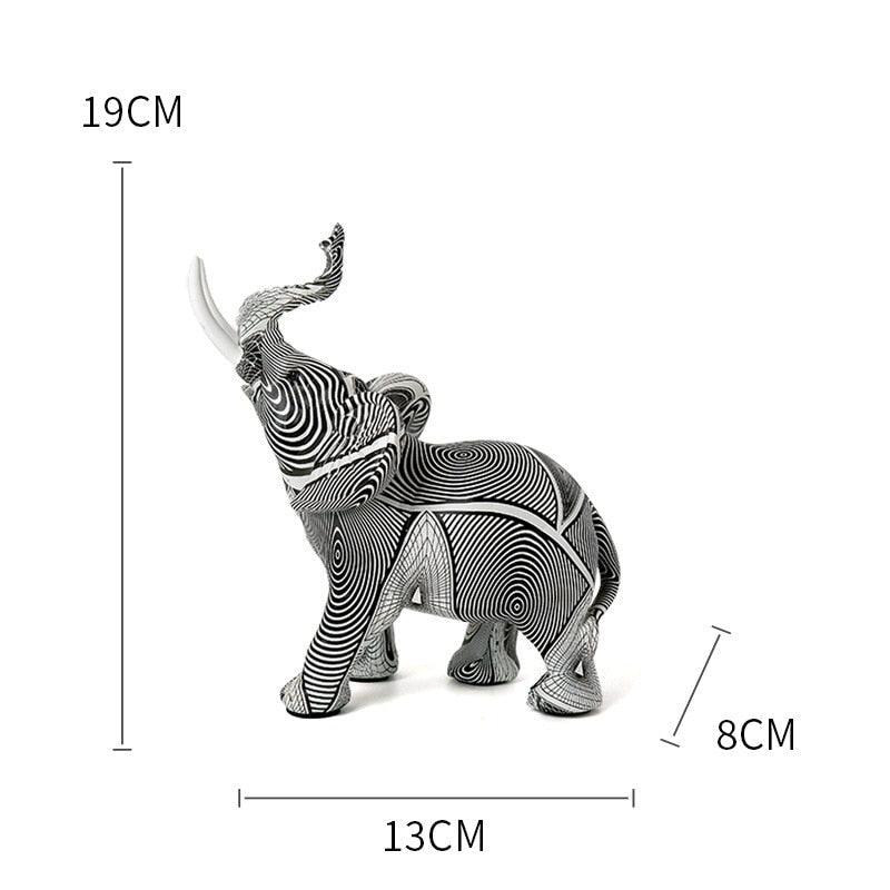 Estatueta de Elefante com Design Geométrico - Efeito de Ilusão de Óptica