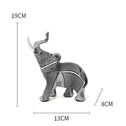 Estatueta de Elefante com Design Geométrico - Efeito de Ilusão de Óptica