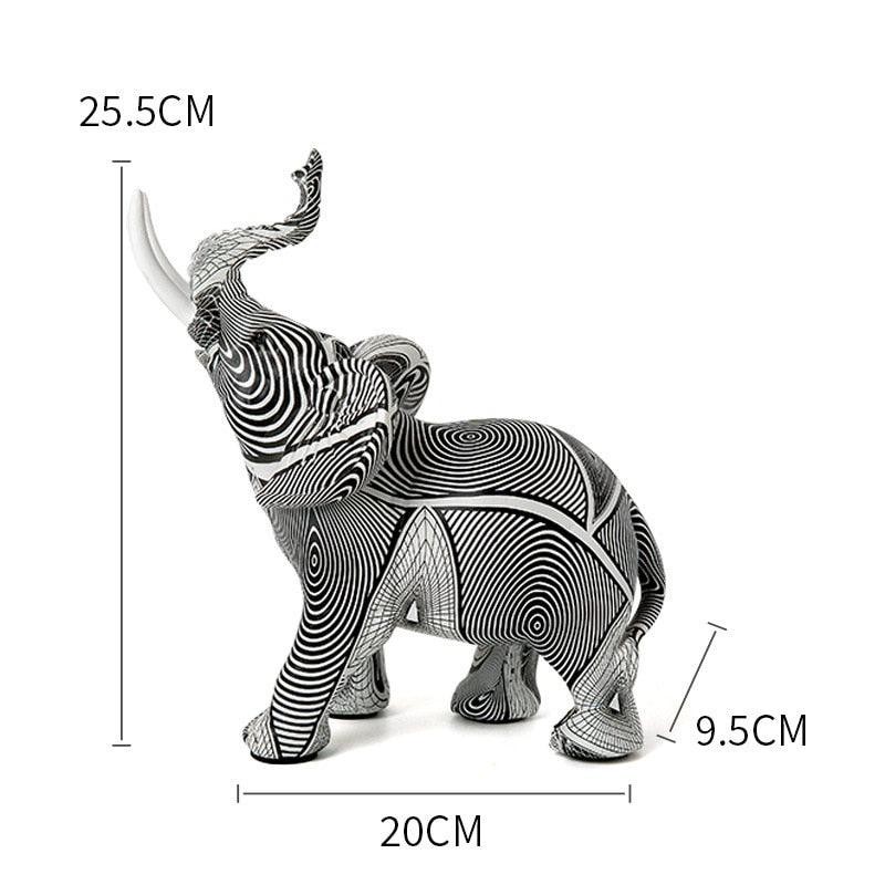 Estatueta de Elefante com Design Geométrico - Efeito de Ilusão de Óptica