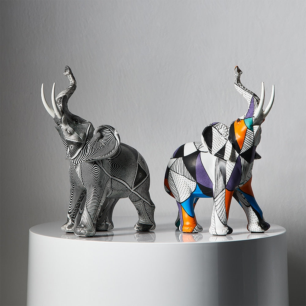 Estatuetas Decorativas de Elefantes Abstratos para Decoração de Interiores