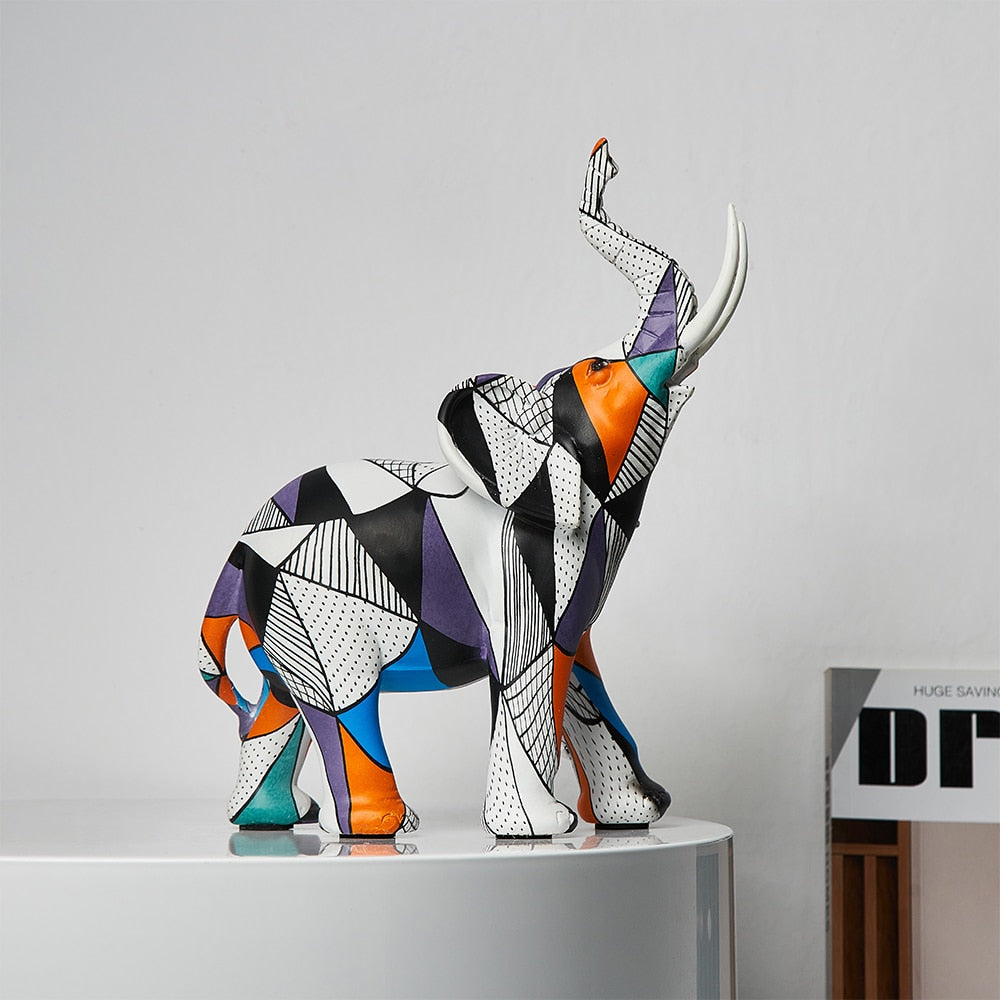 Estatuetas Decorativas de Elefantes Abstratos para Decoração de Interiores