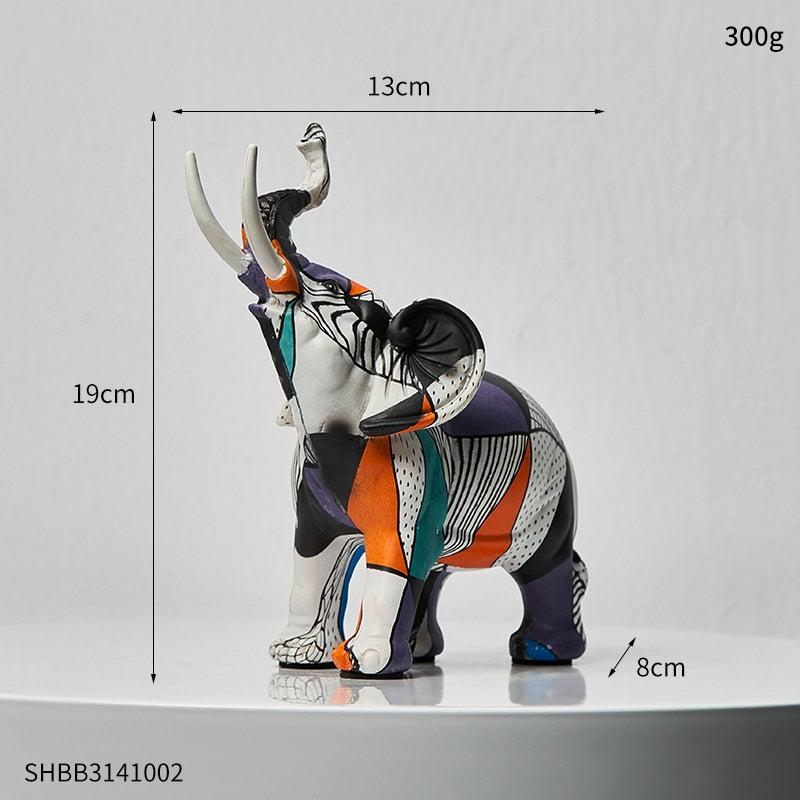 Estatuetas Decorativas de Elefantes Abstratos para Decoração de Interiores