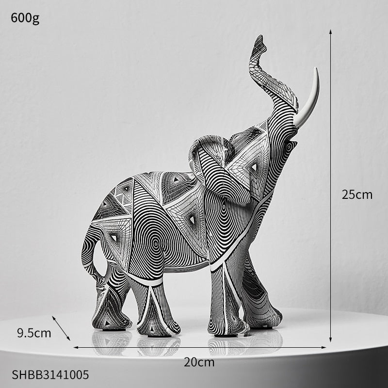 Estatuetas Decorativas de Elefantes Abstratos para Decoração de Interiores