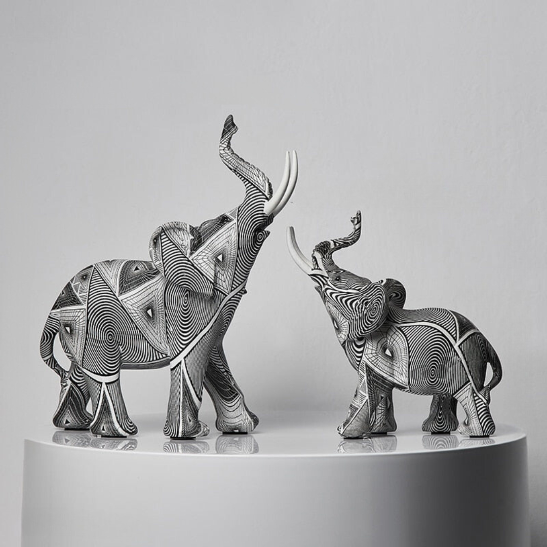 Estatuetas Decorativas de Elefantes Abstratos para Decoração de Interiores