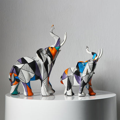 Estatuetas Decorativas de Elefantes Abstratos para Decoração de Interiores