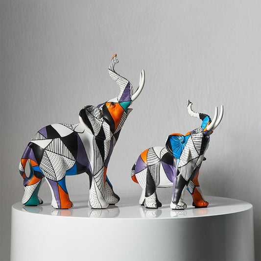 Estatuetas Decorativas de Elefantes Abstratos para Decoração de Interiores