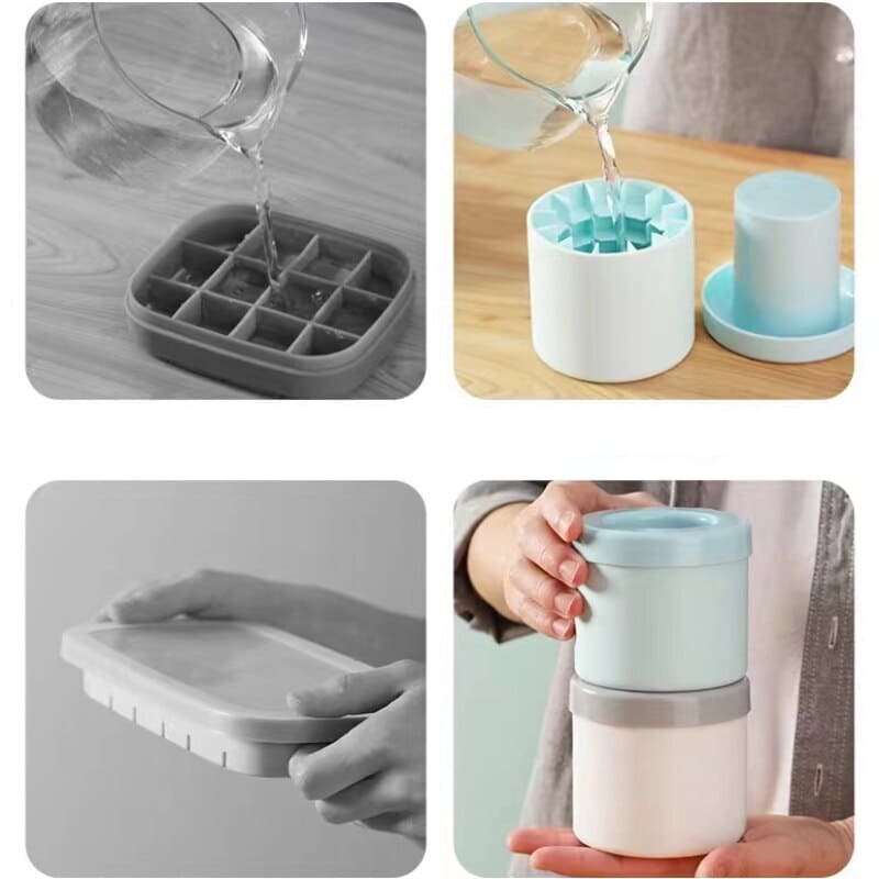 Forma de Gelo de Silicone Redonda com Tampa - Ideal para Bebidas