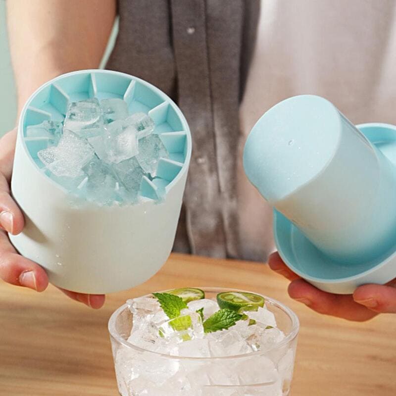 Forma de Gelo de Silicone Redonda com Tampa - Ideal para Bebidas