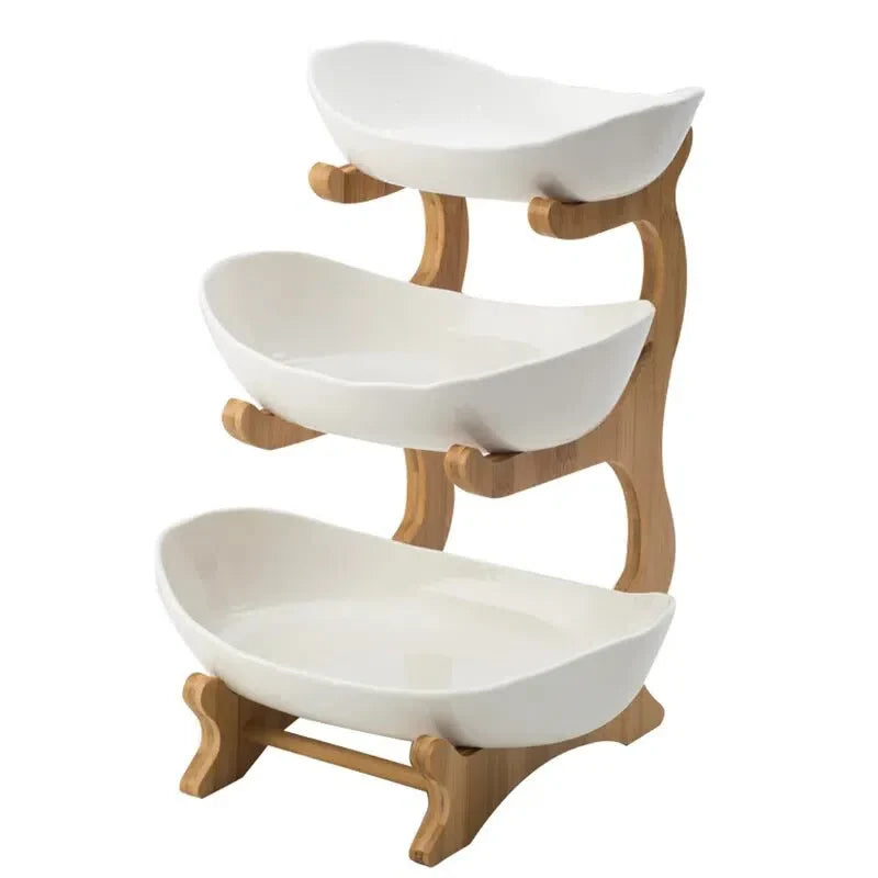 Fruteira De Mesa 1 a 3 Andares Moderna de Bambu