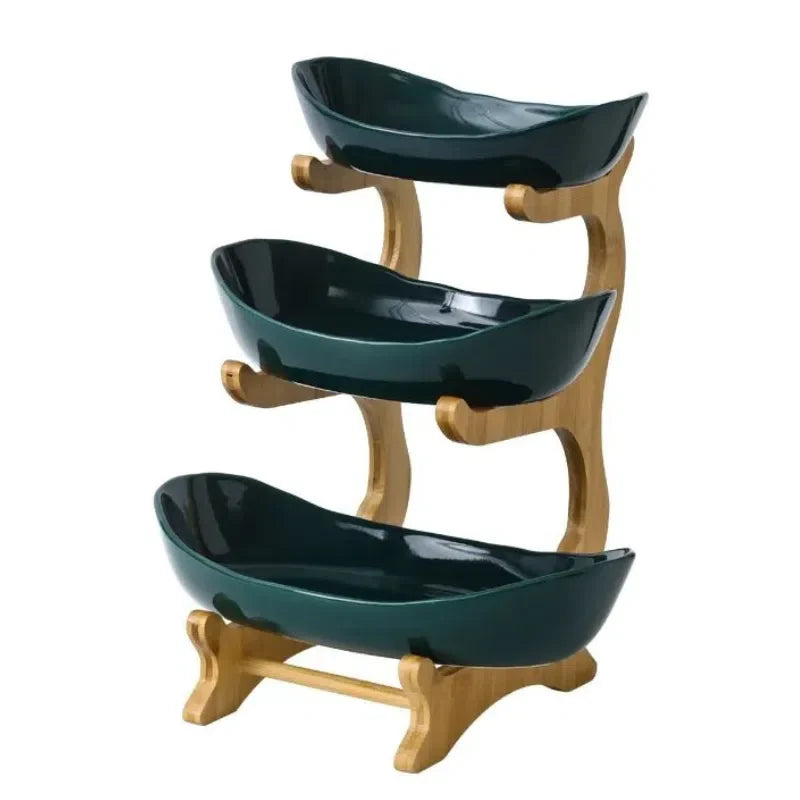 Fruteira De Mesa 1 a 3 Andares Moderna de Bambu